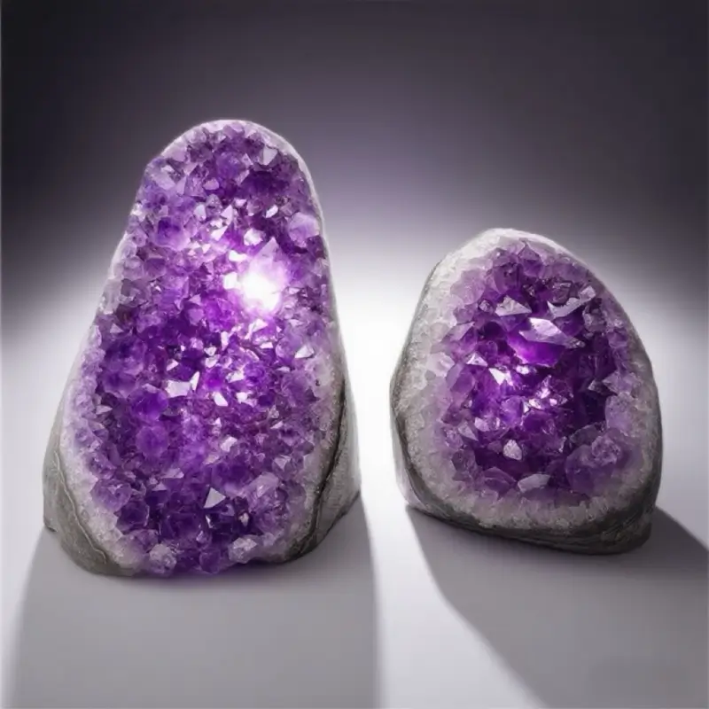 A stunning ethically sourced large Amethyst Geode with vibrant purple crystals. Ideal for home decor as a centerpiece, meditation spaces for spiritual healing, and crystal collections, this geode radiates positive energy and natural beauty.