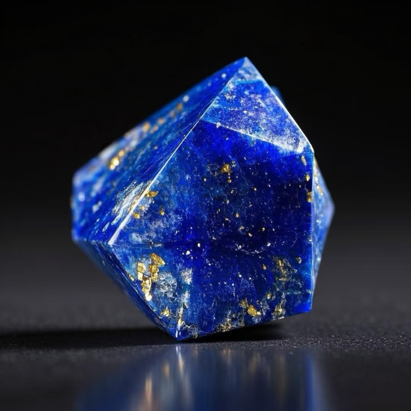 Lapis Lazuli Crystal Tower with deep blue color and golden pyrite inclusions