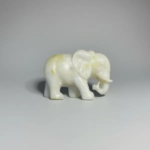 Hand - Carved Crystal Elephant Figurines Set - Natural Gemstone Home Decor