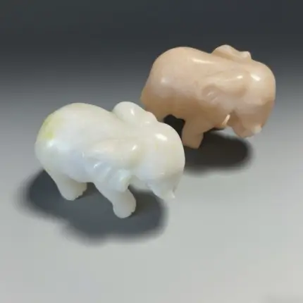 Hand - Carved Crystal Elephant Figurines Set - Natural Gemstone Home Decor