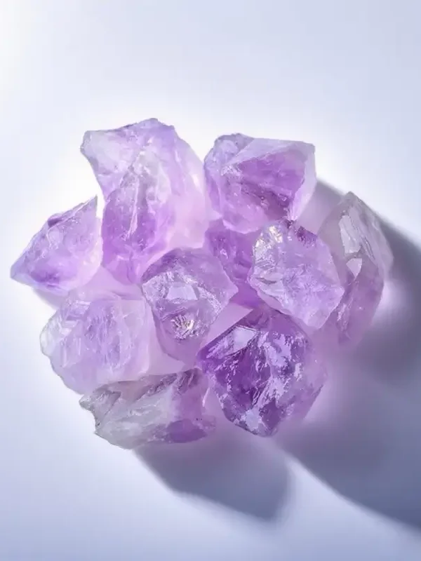 Close-up of a Natural Amethyst Raw Stone with Violet Dr.uzy Crystals on a Rustic Wooden Background