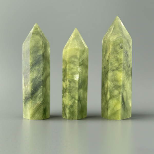 natural green fluorite obelisk tower with unique green hues and a sleek, pointed - top shape, great for decor and healing