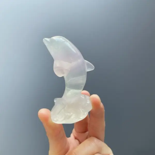 Natural crystal dolphin figurine for home and office decor