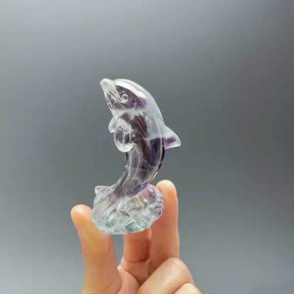 Natural crystal dolphin figurine for home and office decor