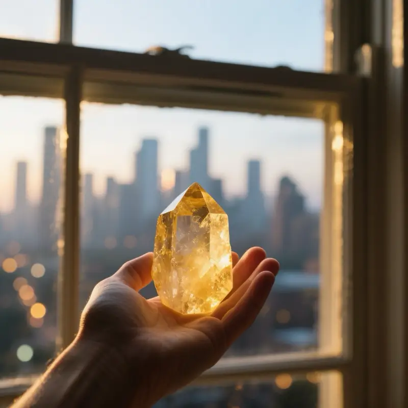 Business professional using citrine crystal to close deals