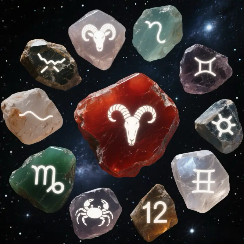 Zodiac constellations mapped onto birthstone crystals