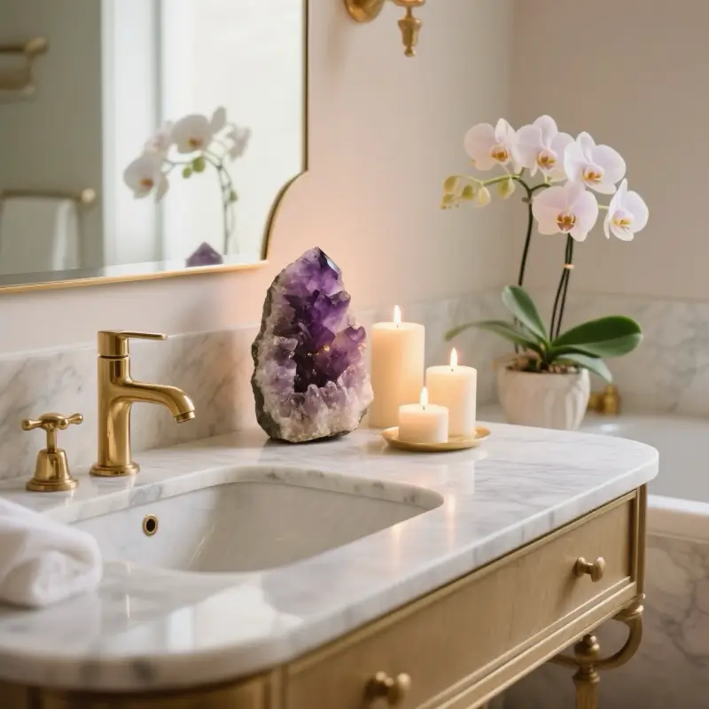 High-end interior design using polished crystal decor